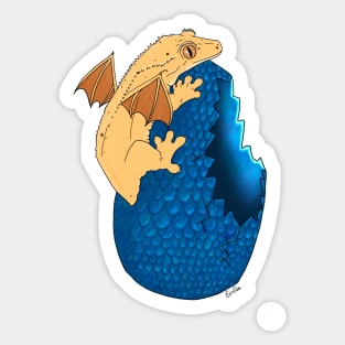 Crested Gecko Dragon with Blue Egg Sticker